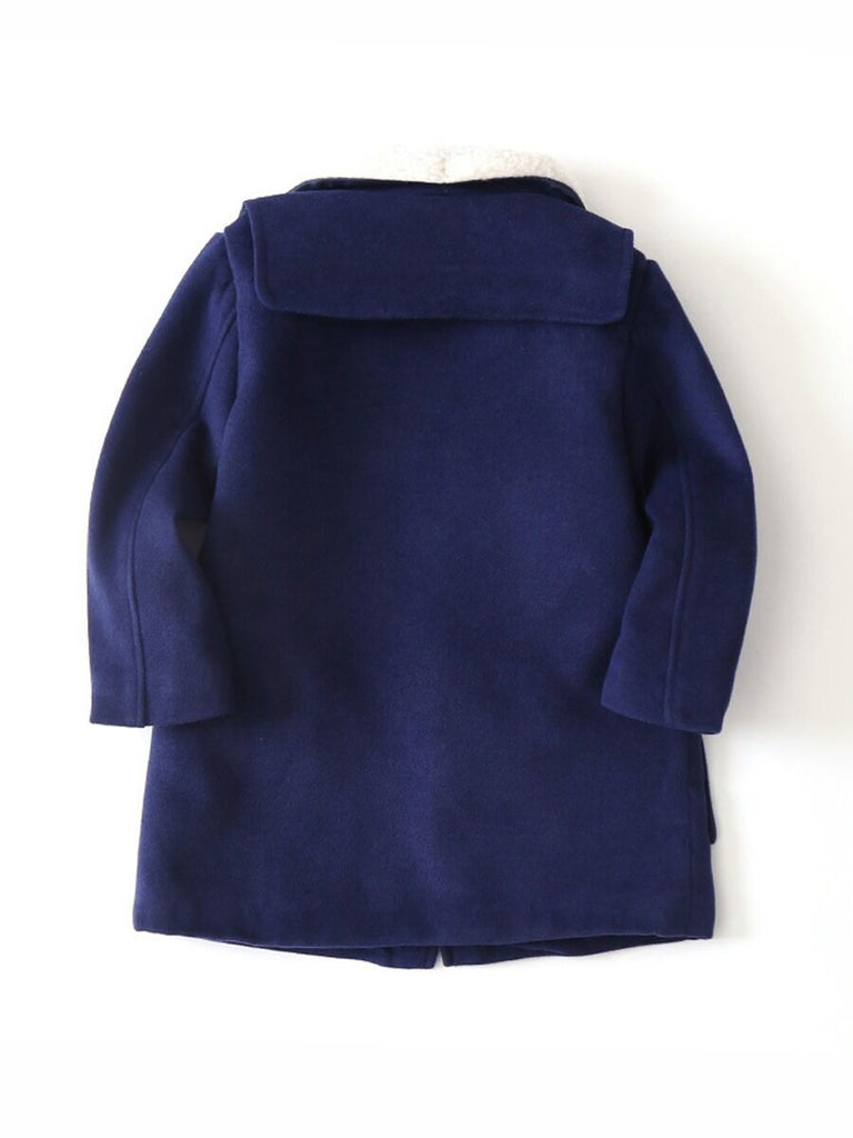High Quality Kid Boy Fleece Collar Pocket Front Coat