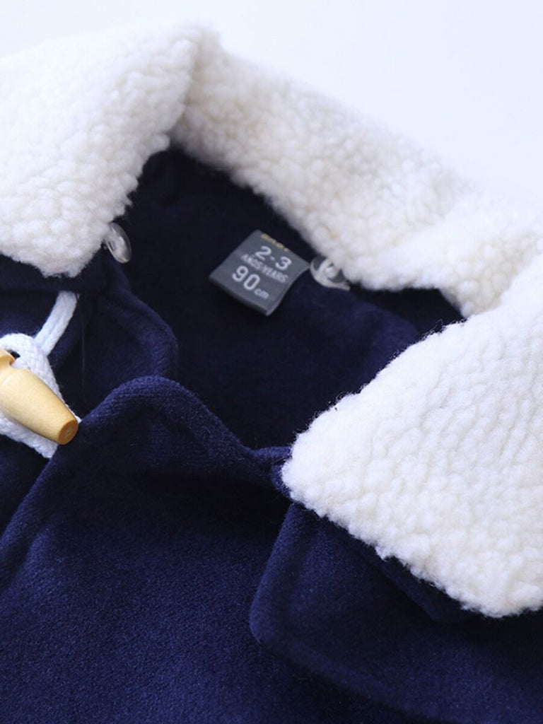 High Quality Kid Boy Fleece Collar Pocket Front Coat