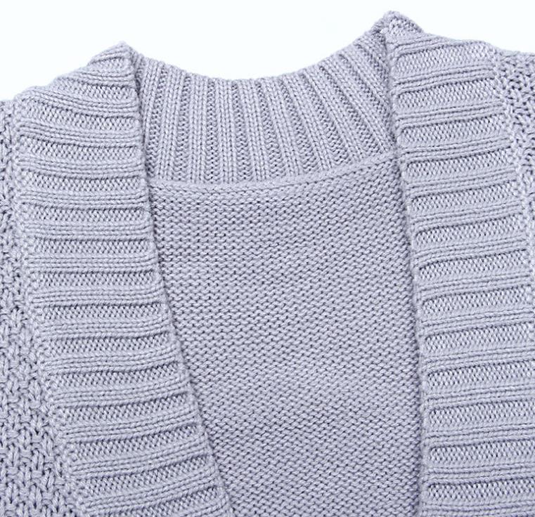 Women's sweater jacket pure color long cardigan