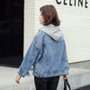 Vintage style Loose-fitting Hoodies Casual Denim jacket
