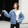 Vintage style Loose-fitting Hoodies Casual Denim jacket