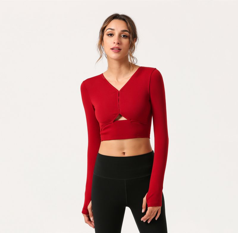 Yoga top V-Neck Sports Fitness Long-sleeved Fashion