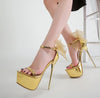 Golden sandals high-heeled new style women's