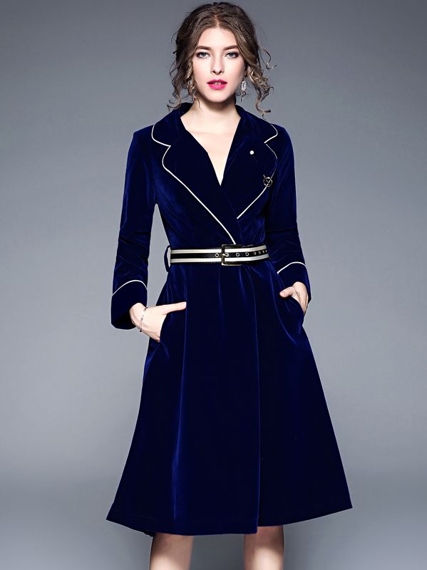 Women's dress high-end velvet  with belt