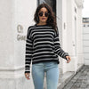 European style Stripe long sleeve knitted Sweater blouse