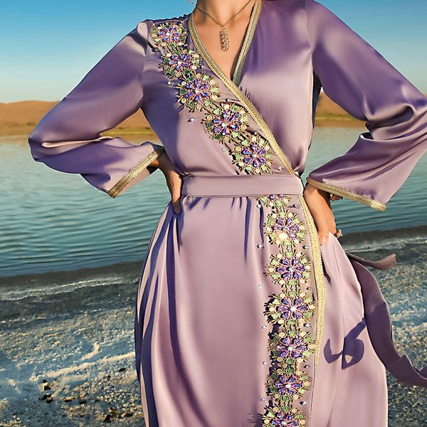 Hand sewn dress elegant style Maxi dress Purple