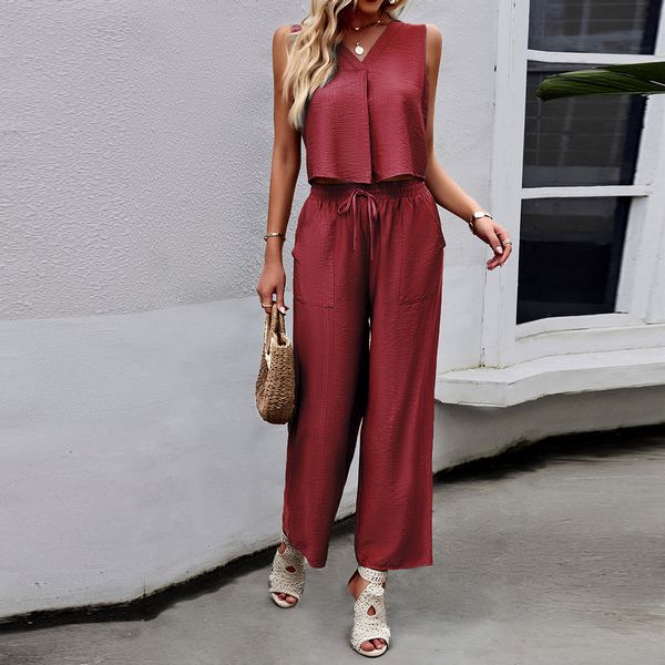 European style Casual Solid color 2 pcs set