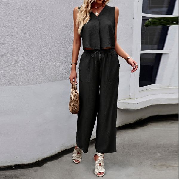 European style Casual Solid color 2 pcs set