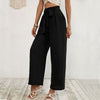 European style Casual Black Wide leg pants