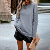 European style Round collar Long sleeve Sweater Blouse