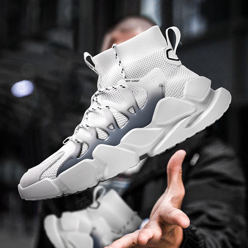 Breathable Old Shoes Socks Shoes Flying Knit Stitching High-top Tide Shoes