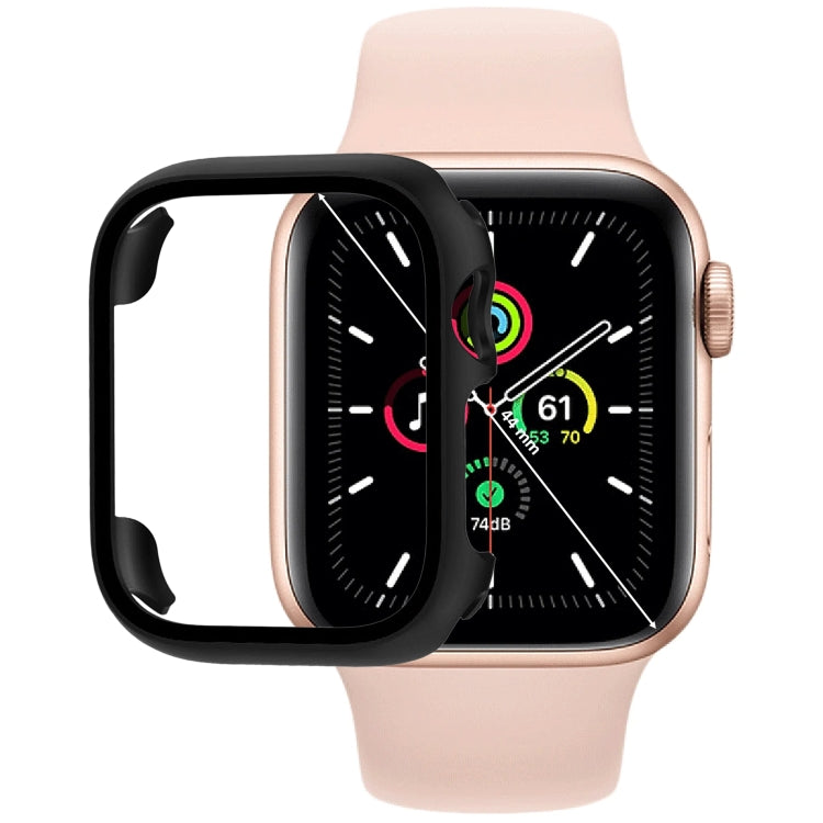 3 PCS Tempered Glass Film PC Watch Case For Apple Watch Series SE 2&6&SE&5&4 40mm(Leopard Print + Black + Rose Gold)