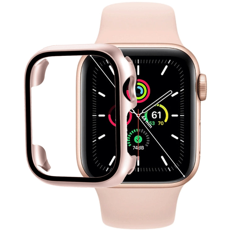 3 PCS Tempered Glass Film PC Watch Case For Apple Watch Series SE 2&6&SE&5&4 40mm(Leopard Print + Black + Rose Gold)