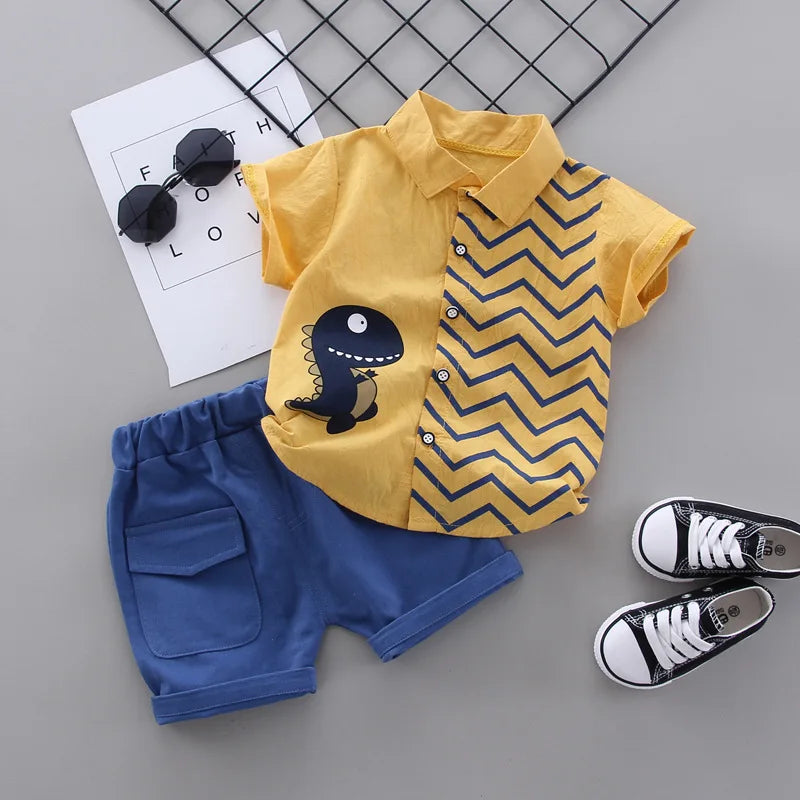 New Fashion Summer Baby Clothes For Boys Children Cartoon Shirt Shorts 2pcs/Sets Kids Clothing Toddler Casual Cotton Tracksuits