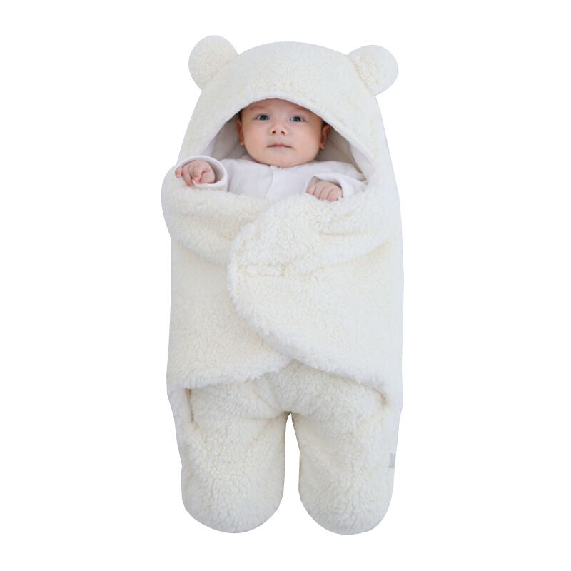 0-6M Solid Color Fleece Sleeping Bag With Ear Style Kid