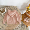 Baby 3-24M Solid Color Pocket Knitted Hooded Sweater Jackets Baby Clothes Knitwear