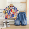 Boys Summer Outfit Thin Short Sleeve Shirt Two-Piece Set Fashionable Baby Boy Clothes Lightweight Clothing Set for Boys