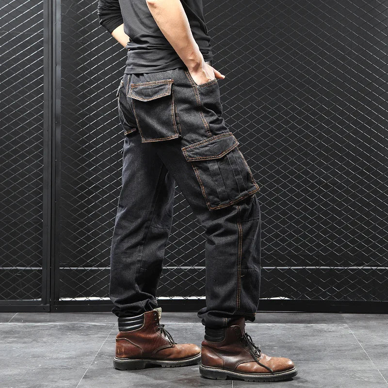 2025 Men's Multi-Pocket Straight Cargo Jeans Loose Casual Jeans