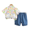 Boys Summer Outfit Thin Short Sleeve Shirt Two-Piece Set Fashionable Baby Boy Clothes Lightweight Clothing Set for Boys