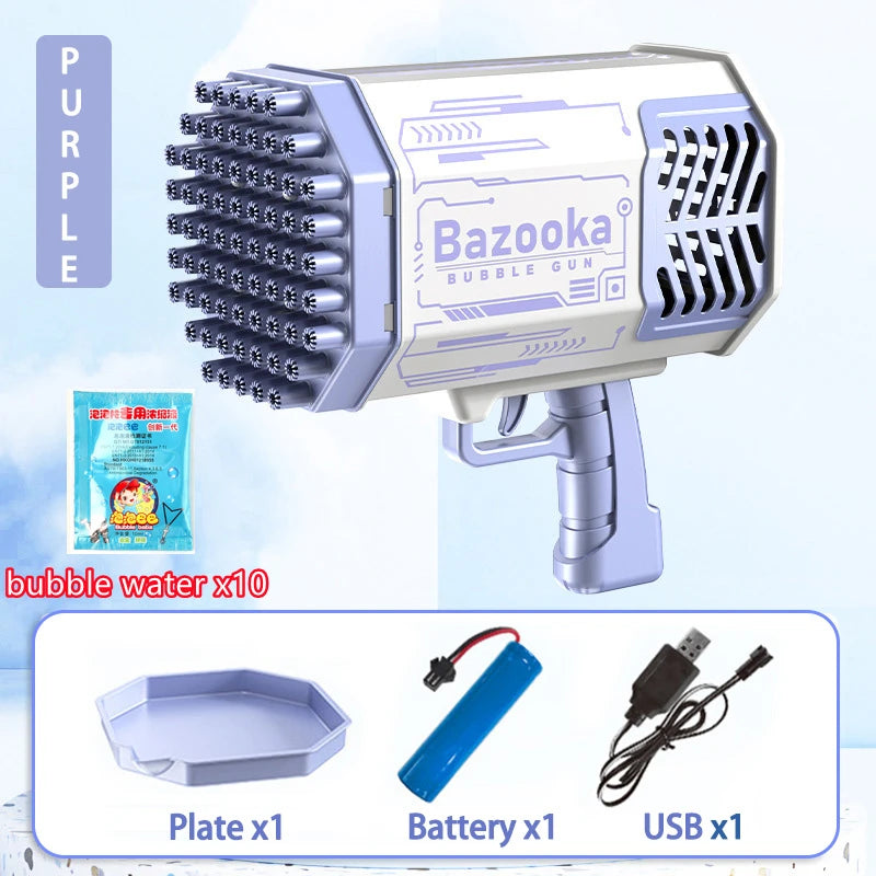 76/80/88 Holes Electric Rocket Bubble Gun With LED Gatling Blowing Soap Water Bow Bubble Machine Outdoor Toys For Children Gifts
