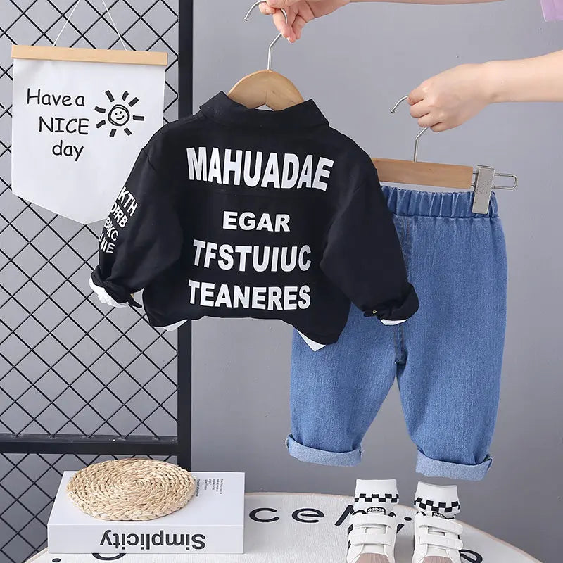 New Autumn Children Clothes Kids Boys Jacket Suit T-Shirt Pants 3Pcs/set Spring Infant Clothing Toddler Sportswear 0-5 Years