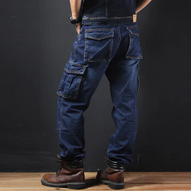 2025 Men's Multi-Pocket Straight Cargo Jeans Loose Casual Jeans