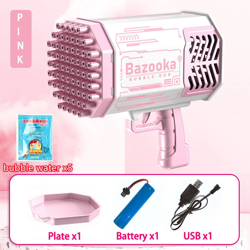 76/80/88 Holes Electric Rocket Bubble Gun With LED Gatling Blowing Soap Water Bow Bubble Machine Outdoor Toys For Children Gifts