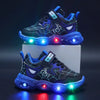 Spring and Autumn New Korean Version Lighting Leather Single Shoes LED Luminous Children's Shoes 1-6 Years Old Boys and Girls