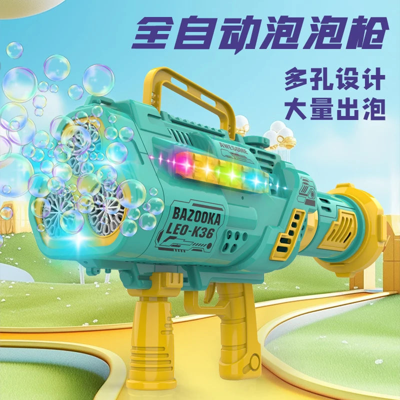 LED Big Holes Rocket Bubble Guns Large Automatic With Shape Fast Machine Gun Launcher Bubbles Blower Soap Outdoor Toys For Kids
