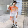 Summer Boys Sets Kids Basketball Sports Suit New Children's Fashion Loose Outfit Baby Short-Sleeved Top Shorts 2 Piece 2-14 Year