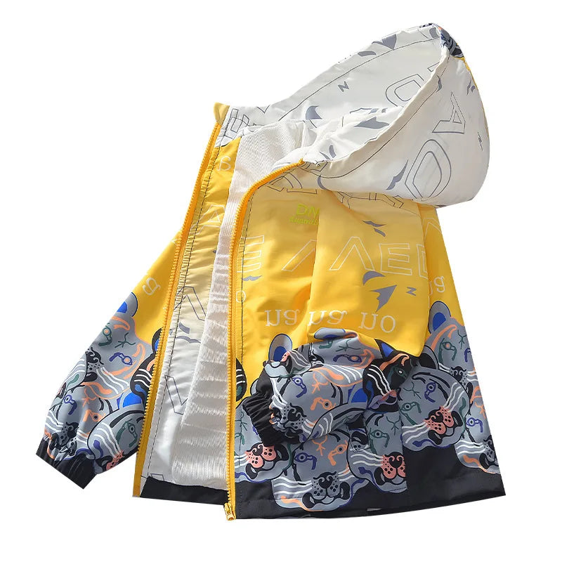 Boys jacket spring and autumn thin new top children's baby jacket fashion hooded jacket 4 6 8 10 12 years old