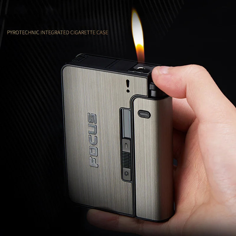 【Hot sales】Portable automatic cigarette box Metal cigarette holder for men's father's gift