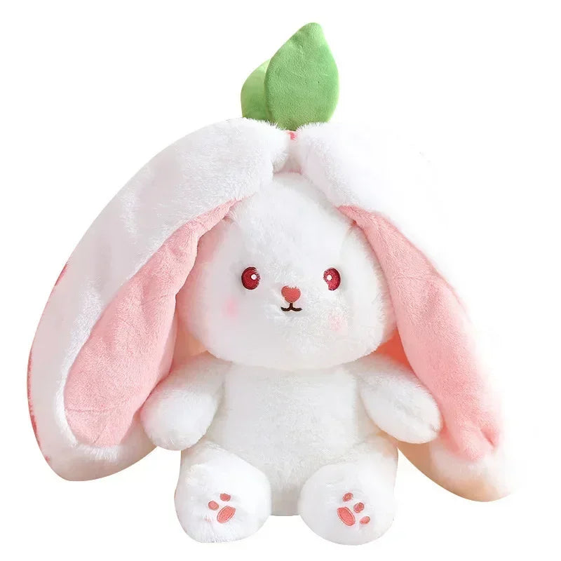 Funny Joy Kawaii Fruit Bunny Plush Toy Cute Carrot Strawberry Turn Into Rabbit Plush Toy Kids Birthday Christmas Gift