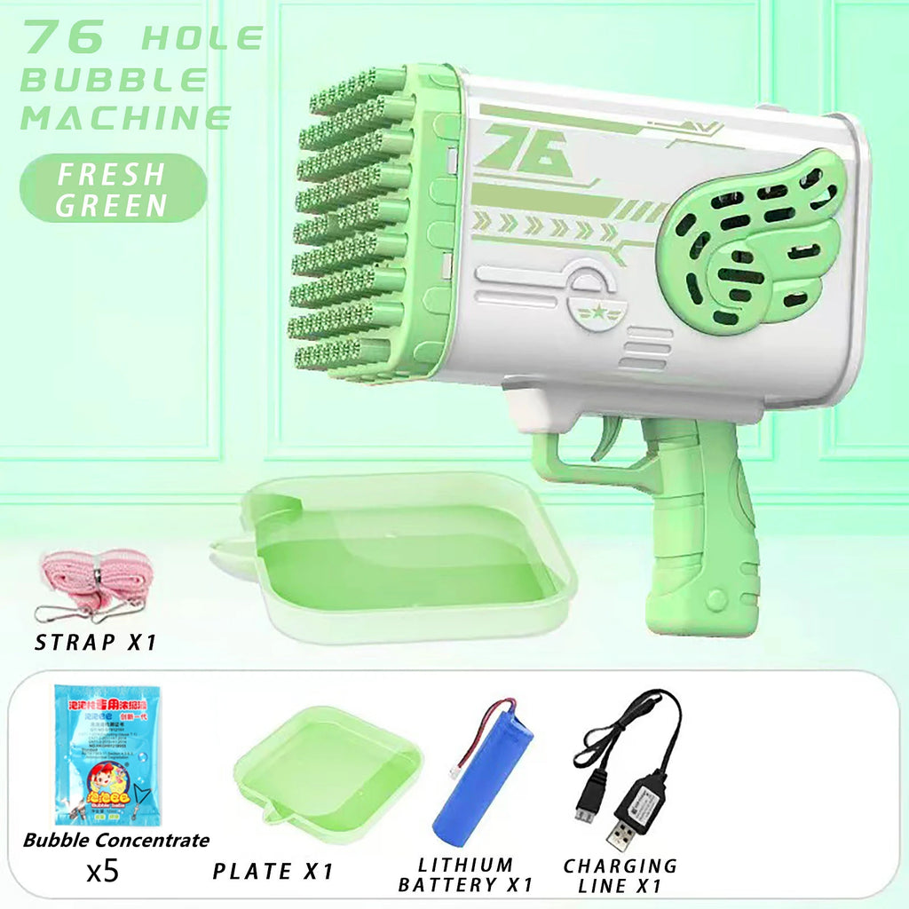 76/80/88 Holes Electric Rocket Bubble Gun With LED Gatling Blowing Soap Water Bow Bubble Machine Outdoor Toys For Children Gifts