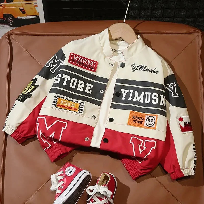 Cool Boys Motorcycle Jacket Spring Autumn Style Stand Collar Coat New Hot Sale Of The Season Children's Clothing Fashionable Kid