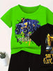 Casual Summer Outfits for Boys and Girls Cool Off-Road Printed Short-Sleeved T-Shirts and Shorts Everyday Cotton Summer Outfits