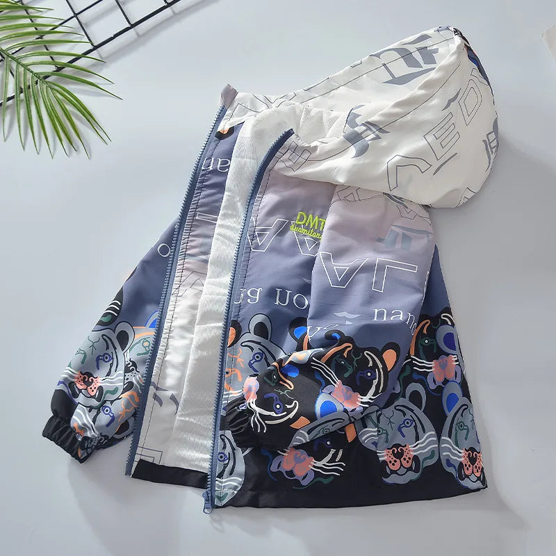 Boys jacket spring and autumn thin new top children's baby jacket fashion hooded jacket 4 6 8 10 12 years old