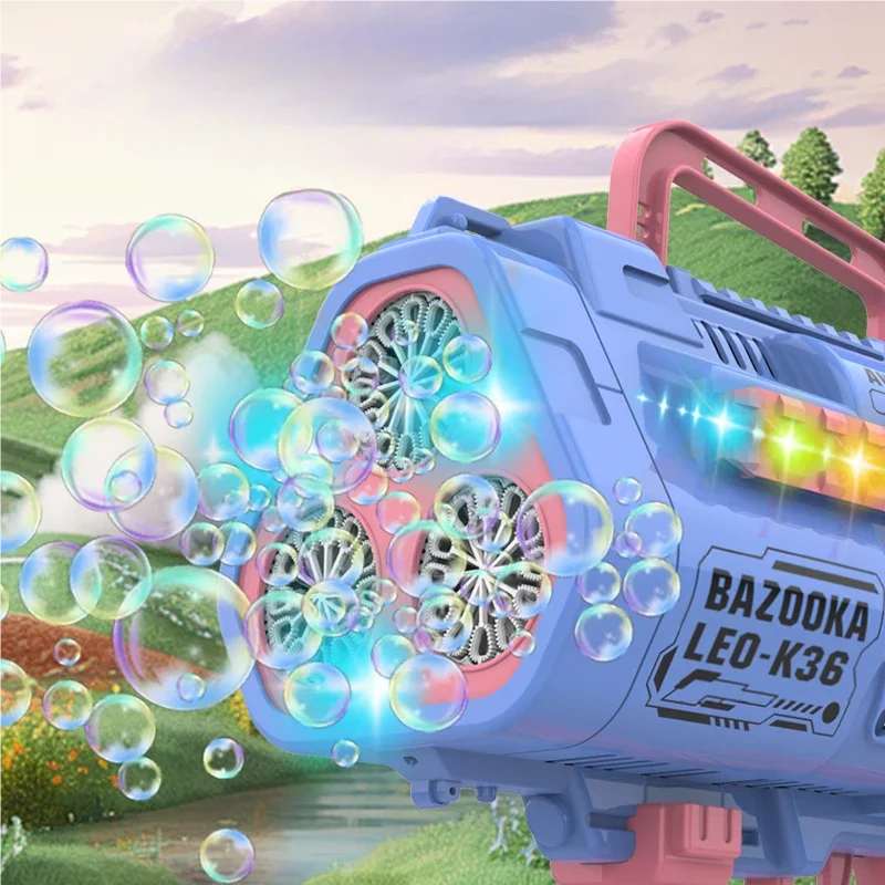 LED Big Holes Rocket Bubble Guns Large Automatic With Shape Fast Machine Gun Launcher Bubbles Blower Soap Outdoor Toys For Kids