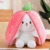 Cute Strawberry Carrot Rabbit Plush Toy Stuffed Creative Into Fruit Transform Baby Cuddly Bunny Doll 25cm for Kid Birthday Gift