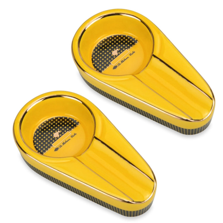 2pcs Cigar Ceramic Ashtray Large-diameter Smoke Groove Smoking Accessories