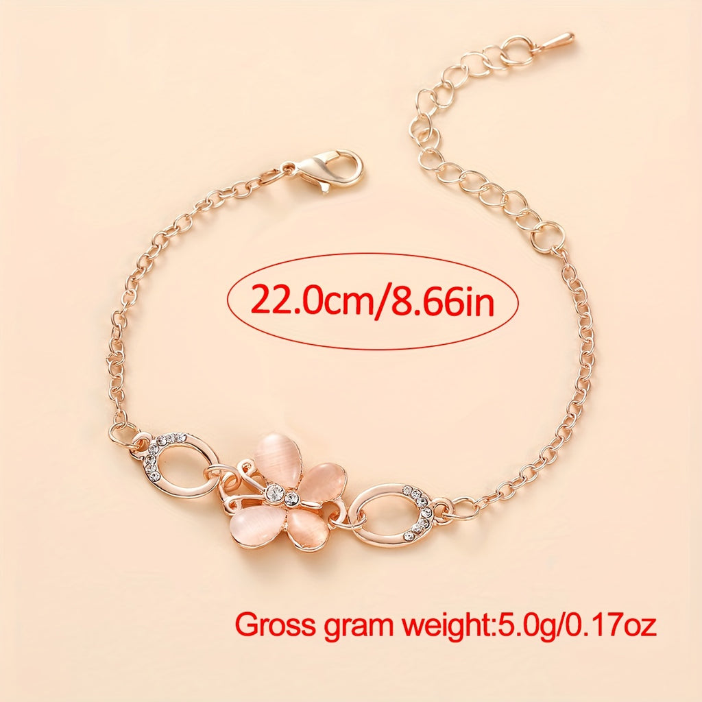 Girl Pink Watch And 1pc Rhinestone Bracelet, Gift For Friend FS