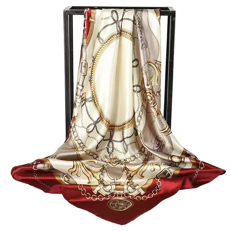 (Buy 1 Get 2) Women'S Fashion Fashion Chain Floral Print Imitation Silk Satin Silk Scarf