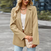 Women Casual Solid Color Slim-Fit Lapel Blazer