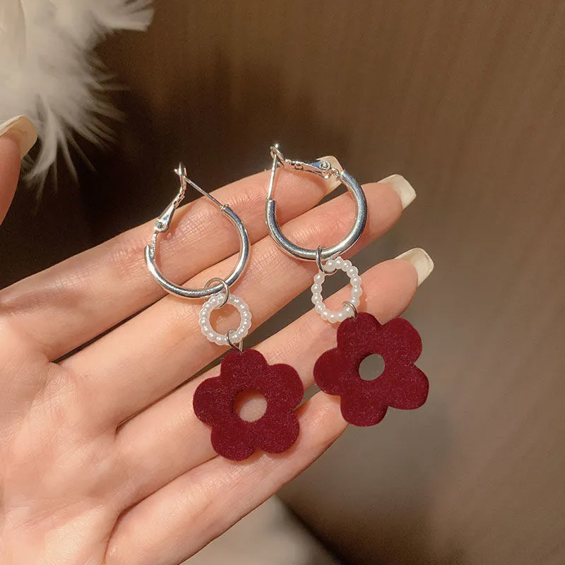 (Buy 1 Get 2) Valentine Day Women Fashion Cosmetic Red Bow Heart Pearl Earrings