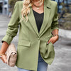 Women Casual Solid Color Slim-Fit Lapel Blazer