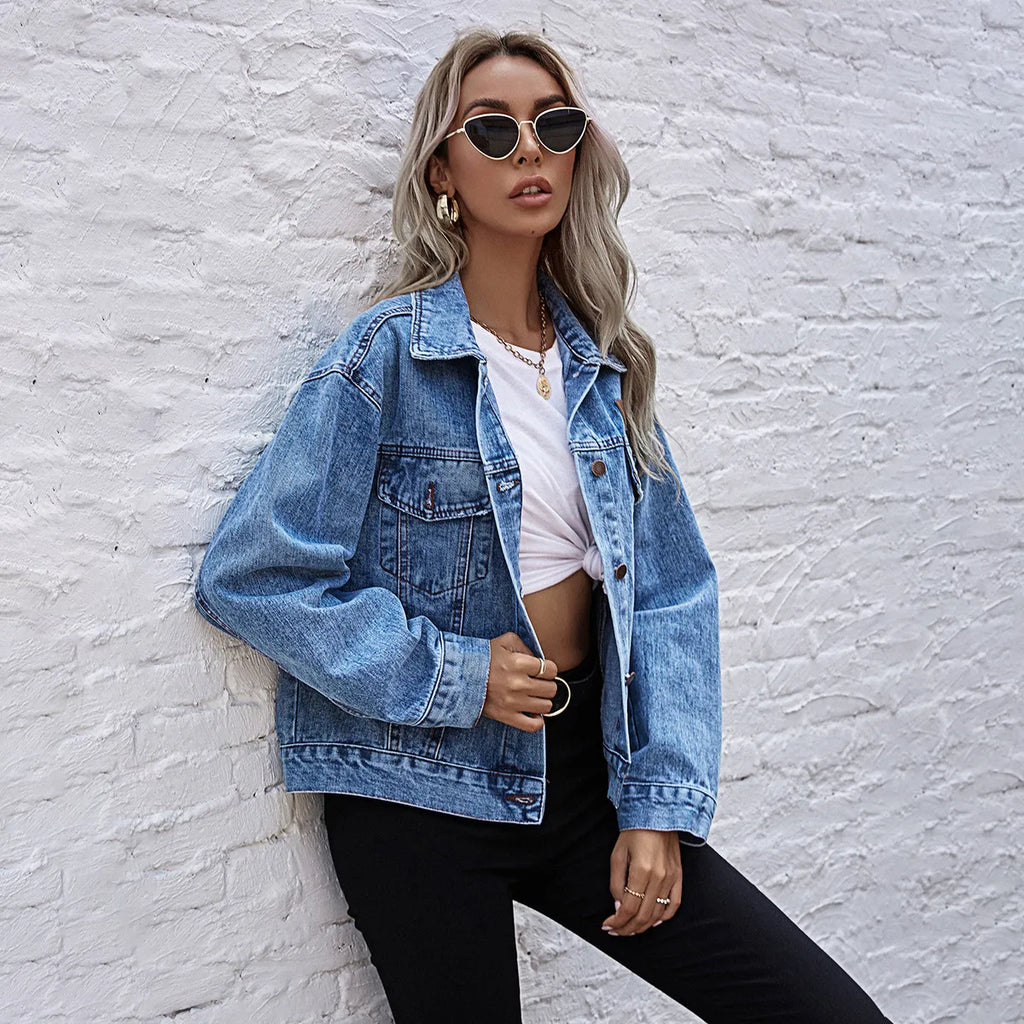 Women Fashion Casual Loose Denim Jacket