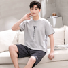 Men Casual Round Neck Short-Sleeved Printed Loose T-Shirt And Shorts Two-Piece Set