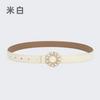 Women'S Fashion Casual Rhinestone Round Alloy Buckle Leather Belt