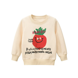 Children Kids Baby Fashion Girls Boys Long Sleeve Tomato Print Fleece Sweatshirt