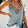 Sexy Women Sexy Elegant Lace Patchwork Hollow Out V Neck Summer Loose Solid Color Camisole